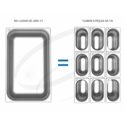 Kit 12 Cubas Gastronomicas Rechaud Inox 1/9x65mm - Brasinox