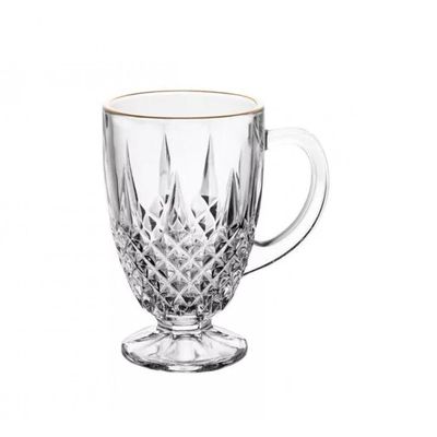 Jogo 6 Xicara Cafe Diamante Cristal Fio Dourado 150ml - Lyor