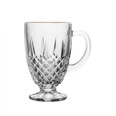 Jogo 2 Xícara Café Diamante Cristal Fio Dourado 150ml - Lyor