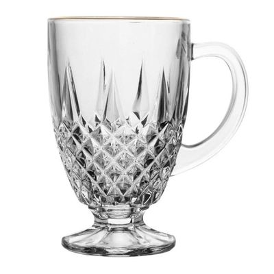 Jogo 2 Xícara Café Diamante Cristal Fio Dourado 150ml - Lyor