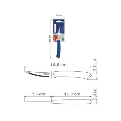 Faca Tomate Felice Inox Cabo Polipropileno Azul 3"