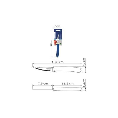 Faca Tomate Felice Inox Cabo Polipropileno Azul 3"