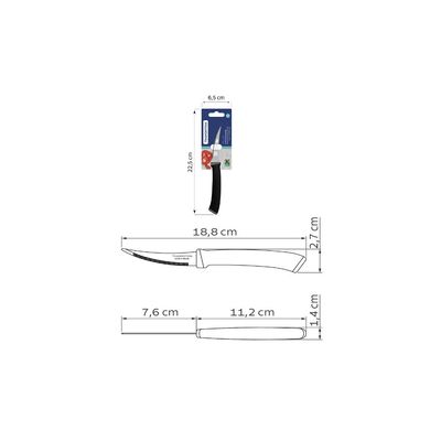 Faca Tomate Tramontina Felice Aço Inox com Cabo Preto 3"