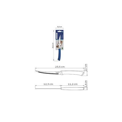 Faca Churrasco Felice Inox Fio Serrilhado Cabo Azul 5"