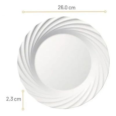 Conjunto 6 Pratos Duralex Jasmim Raso Almoço 26cm - Nadir