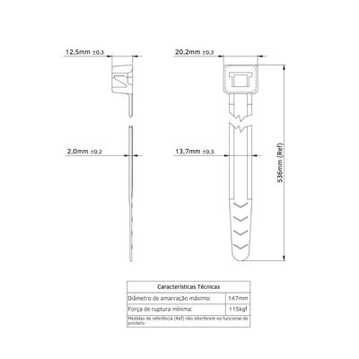 Abraçadeira de Nylon 536x13,7x2,1 mm Tramontina Branca
