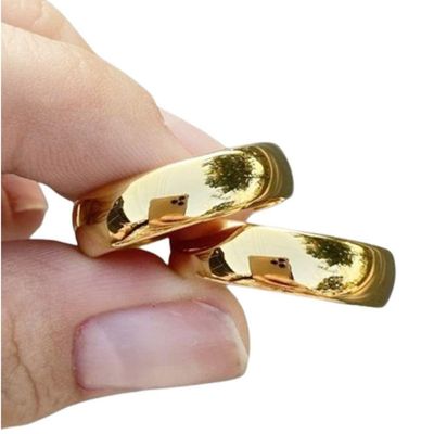 Par De Alianças Tradicional 6mm Fina Discreta Banhada Ouro Tamanho:12-13