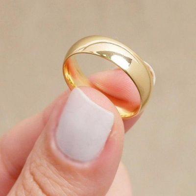 Par De Alianças Tradicional 6mm Fina Discreta Banhada Ouro Tamanho:30-31