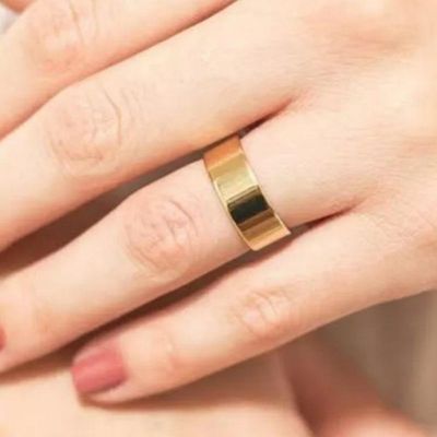 Par De Alianças Quadrada 6mm Aço Inox Casamento Banhado Ouro Tamanho:12-13