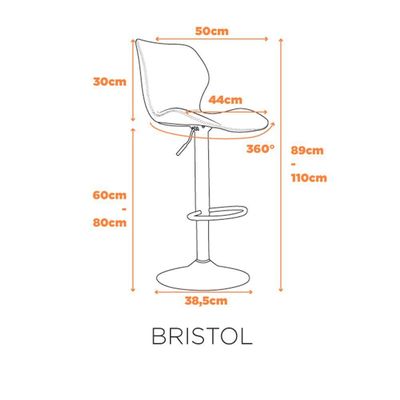 Banqueta Bristol Assento E Encosto Em Couro Ecológico Fratini Preto
