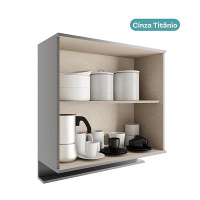 Armário Aéreo De Cozinha Miami 800mm 2 Portas C Porta Temperos Carraro Cinza Titânio