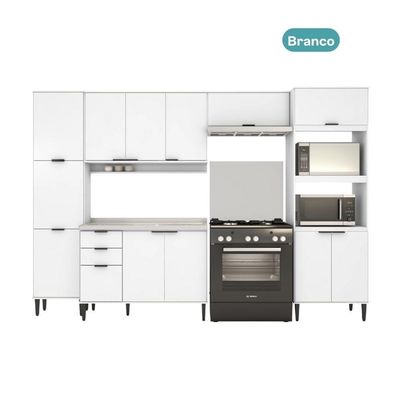Armário De Cozinha Completa C Balcão Miami Pulse Carraro Branco