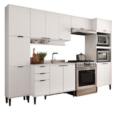 Armário De Cozinha Completa C Balcão Miami Pulse Carraro Branco