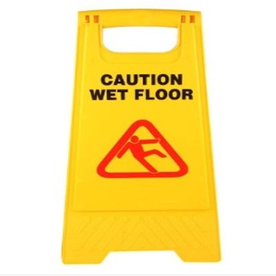 Placa Sinalização Amarela Segurança Piso Molhado Escorregadio Caution Wet Floor Grande Dobravel