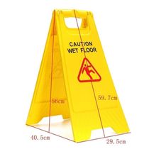 Placa Sinalização Amarela Segurança Piso Molhado Escorregadio Caution Wet Floor Grande Dobravel