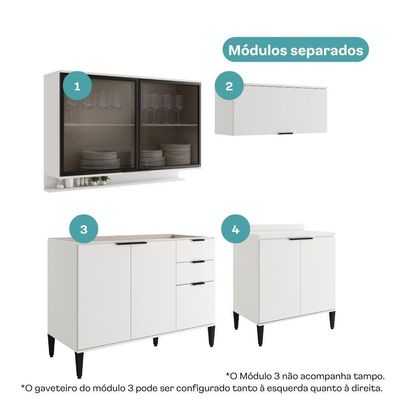 Armário De Cozinha Completa C Balcão Miami Belle Carraro Branco