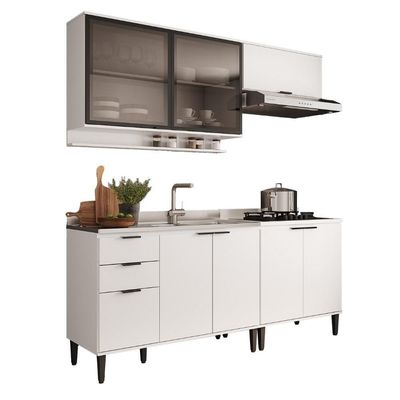 Armário De Cozinha Completa C Balcão Miami Belle Carraro Branco