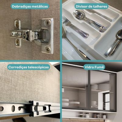 Armário De Cozinha Completa C Balcão Miami Belle Carraro Branco