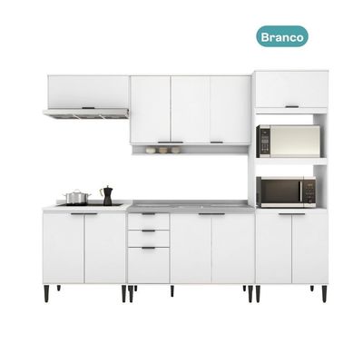 Armário De Cozinha Completa C Balcão Miami Essence Carraro Branco