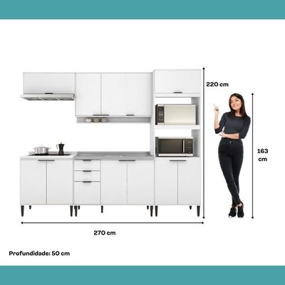 Armário De Cozinha Completa C Balcão Miami Essence Carraro Branco