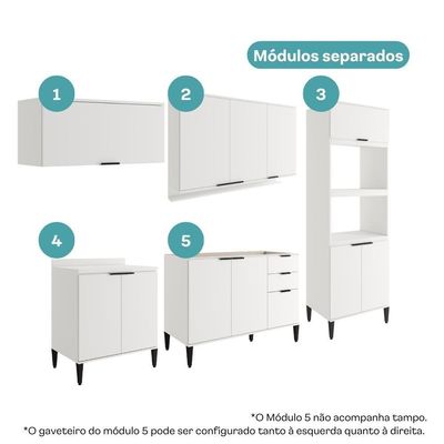 Armário De Cozinha Completa C Balcão Miami Essence Carraro Branco