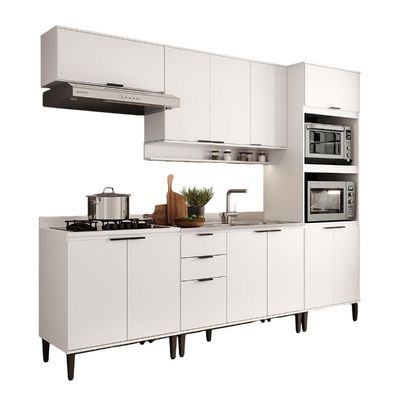 Armário De Cozinha Completa C Balcão Miami Essence Carraro Branco