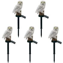 Coruja Luminaria Solar Luz Led Kit 5 Uni Decoraçao Jardim Casa Iluminaçao Quintal Resistente
