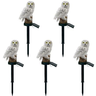 Coruja Luminaria Solar Luz Led Kit 5 Uni Decoraçao Jardim Casa Iluminaçao Quintal Resistente