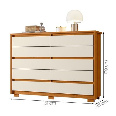 Cômoda Quarto Duetto Com 10 Gavetas Cinamomo/off White Cinamomo/off White