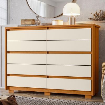 Cômoda Quarto Duetto Com 10 Gavetas Cinamomo/off White Cinamomo/off White