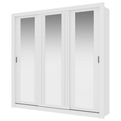 Guarda Roupa Casal 3 Portas Doha 2 Gavetas Carraro Ripado Branco