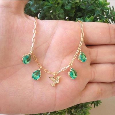 Chocker Gota +pingente Espirito Santo Banhado A Ouro 18k