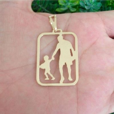 Pingente Masculino Pai E Filho Banhado A Ouro 18k