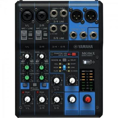 Mesa De Som 6 Canais Bivolt Mg06X Preta Yamaha