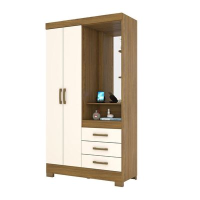 Guarda-roupa 2 Portas 3 Gavetas Pequin Briz Nature Off White