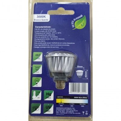 Lâmpada Power Led Mini Dicróica Mr11 3w 12v 3000k