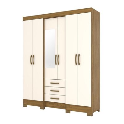 Guarda Roupa 6 Portas 3 Gavetas Mentor Briz Nature Off White