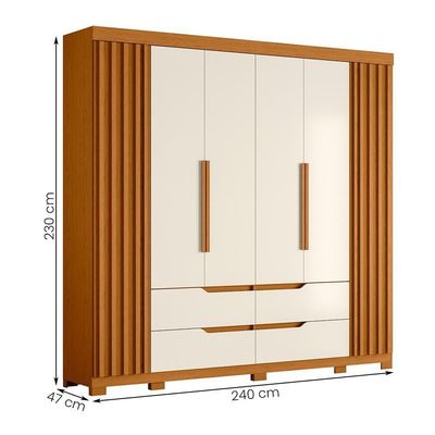 Guarda Roupa Doble Casal Quarto Com 6 Portas E 4 Gavetas Cinamomo/off White Cinamomo/off White