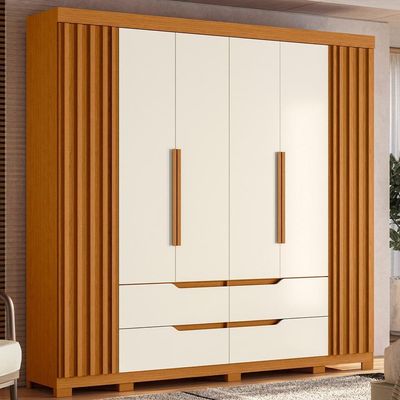 Guarda Roupa Doble Casal Quarto Com 6 Portas E 4 Gavetas Cinamomo/off White Cinamomo/off White