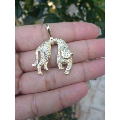 Pingente de Pantera Cravejado Banhado Ouro