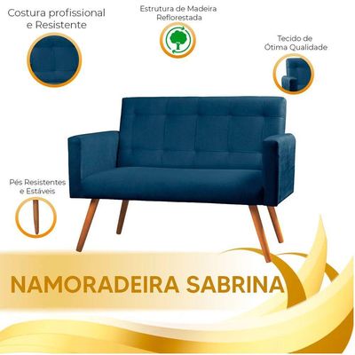 Sofá Namoradeira 2 Lugares Sabrina Veludo Azul - Star Confort Azul