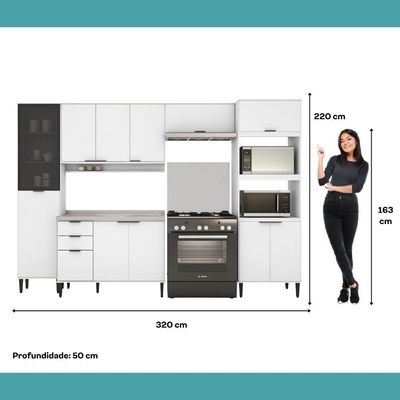 Armário De Cozinha Completa C Balcão Miami City Carraro Branco