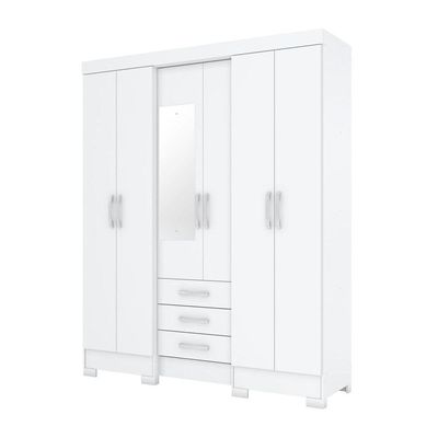 Guarda Roupa Casal 06 Portas 03 Gavetas Mentor Briz Branco