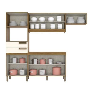 Cozinha Compacta 07 Portas 02 Gavetas Star Briz Nature Com Off White