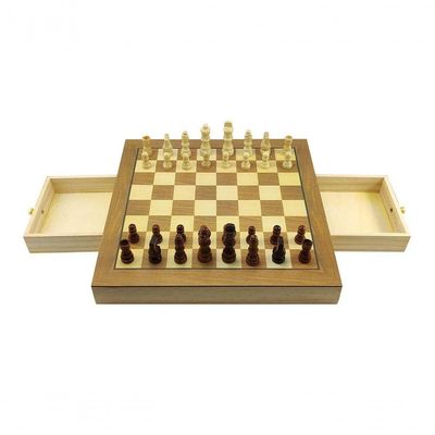 Jogo De Xadrez E Damas 2 Em 1  Hoyle Games Tabuleiro Grande 39x39cm Peças Em Madeira Com 2 Gavetas