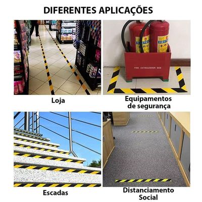 Fita Adesiva 10 Metros Sinalizaçao Demarcaçao Atençao Cuidado Orientaçao Segurança Multiuso