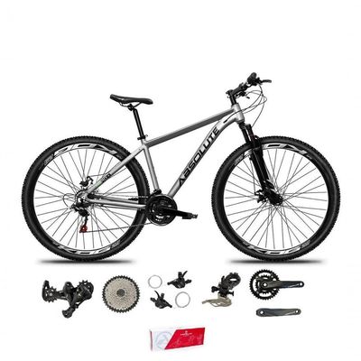 Bicicleta Aro 29 Absolute Nero 5 Alumínio 2x9 18v K7 Freios Hidráulicos Garfo Com Trava - Cinza