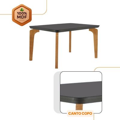 Conjunto Mesa Liz 120cm Com Vidro 4 Cadeiras Athenas Moderna Turim/grafite/imbuia/