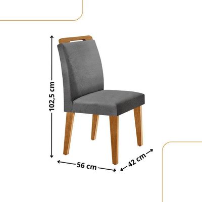 Conjunto Mesa Liz 120cm Com Vidro 4 Cadeiras Athenas Mod... Lin. Grafite Grafite Imbuia Serig. Grafi