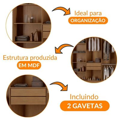 Guarda Roupa Casal Hera 6 Portas Rufato Imbuia/off White